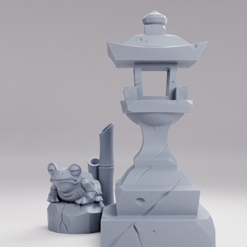 Picture of Stone Langurn With Frog