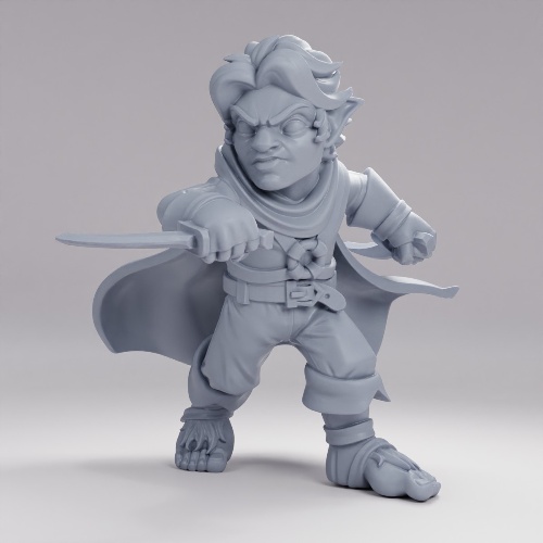 Picture of Halfling Rogue Poised with Dagger