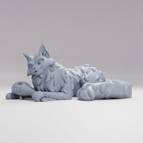 獲物を仕留めた巨大猫 の画像