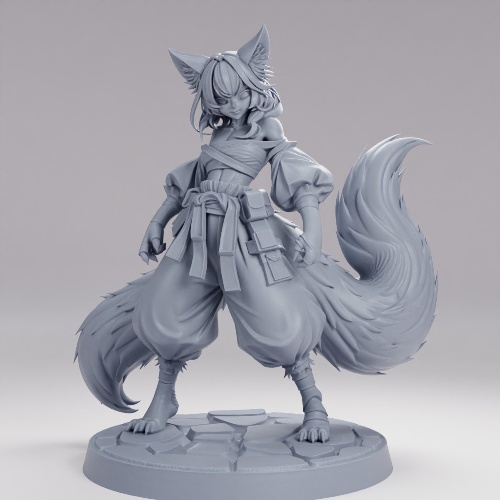 Picture of Fox GIrl Two Tails On Base