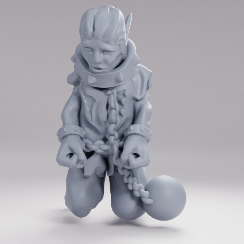 Picture of Elf Male Slave Crouched and Chained