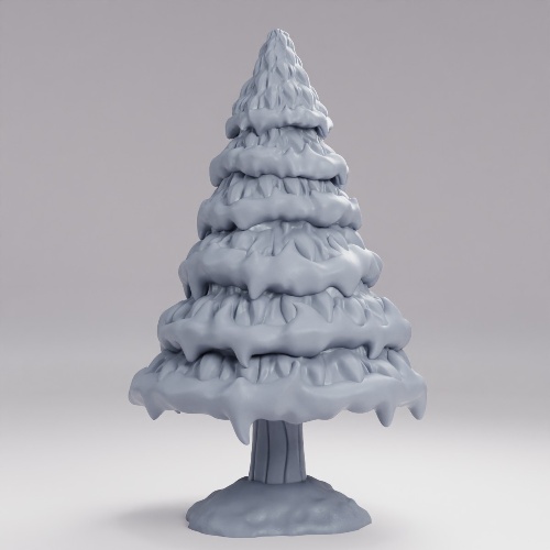 Picture of Cone Tree Tall With Snow