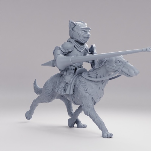 ボルゾイに跨る猫人の前衛騎士 の画像