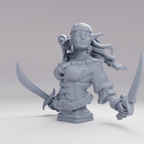 Picture of Pirate Adrie Bust With Arms and Monkey
