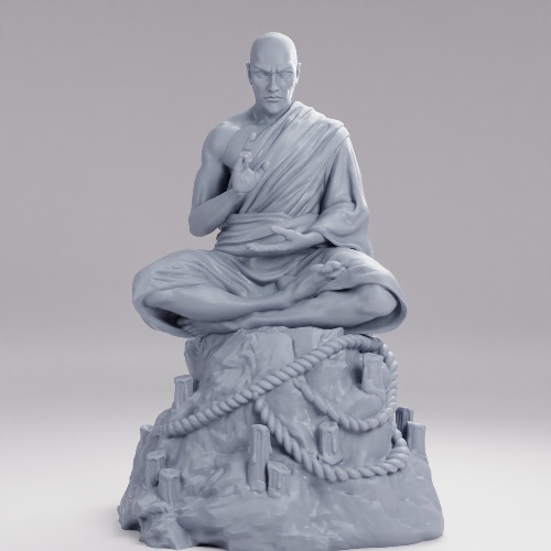 Picture of Praying Monk On Rock