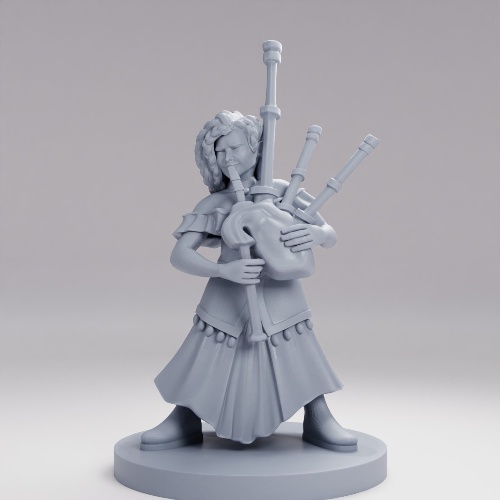 Picture of Dwarf Female Bard with Bagpipes