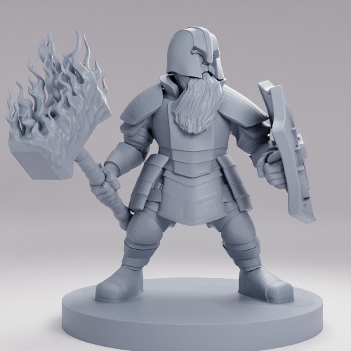 Picture of Dwarf Male Cleric w Flaming Hammer