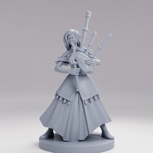 Picture of Elven Female Bard with Bagpipes