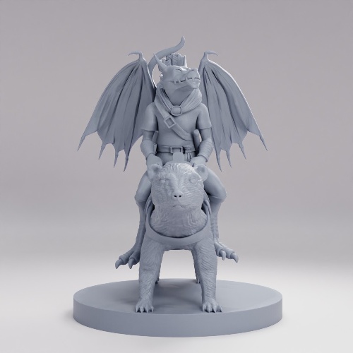 Picture of Winged Kobold Ranger on a Dire Weasel