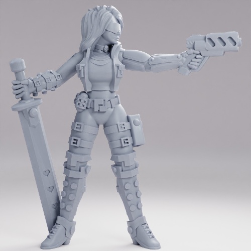 Picture of Cyber Girl With Gun And Sword