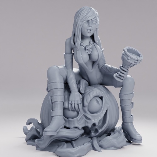 Picture of Vampire Girl On Pumpkin