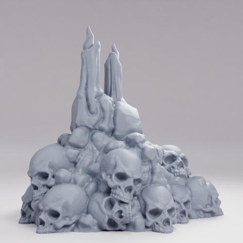 Picture of Skull Pile With Candles
