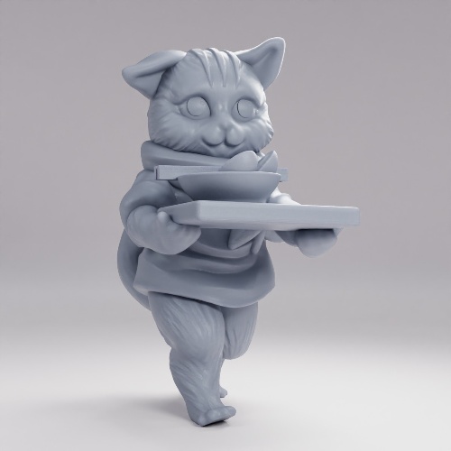 勤勉な猫の給仕 の画像