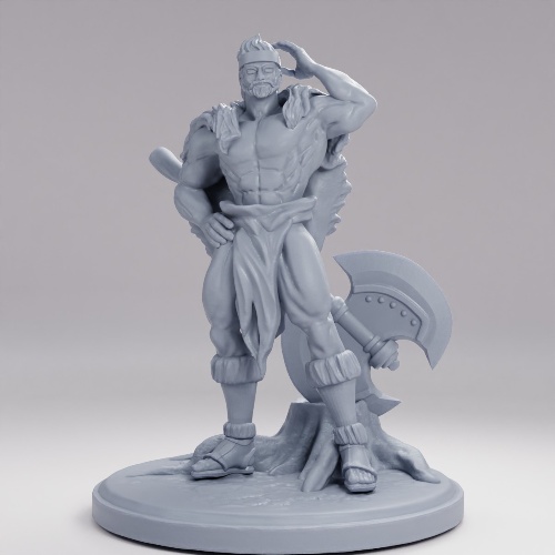Picture of Strong Old Man Barbarian With Base